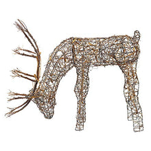 Load image into Gallery viewer, Alpine Corporation Outdoor/Indoor Rattan Grazing Reindeer with Lights - Christmas and Holiday Decoration for Yard - 24-Inches