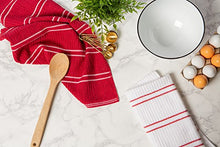 Load image into Gallery viewer, Ribbed Terry Kitchen Dish Towels (16x26" Set of 6 - Assorted Red & White) Absorbent & Durable for Wiping Down Countertops, Dusting, or Drying Dishes