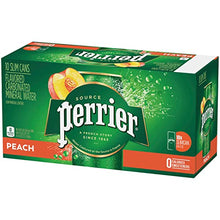 Load image into Gallery viewer, Perrier Peach Flavored Carbonated Mineral Water, 8.45 fl oz. Slim Cans (10 Pack)