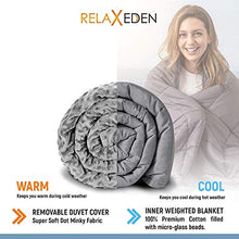 Load image into Gallery viewer, RELAX EDEN Adult Weighted Blanket W/Removable, Washable Duvet Cover| 15 lbs, 60”x 80” Size| Heavy Glass Micro-Beads| Supreme Sleeping Comfort for Adults| Hot & Cold Sleeping| 100% Soft Cotton Build