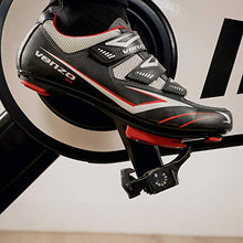 Load image into Gallery viewer, Venzo Bicycle Men's or Women's Road Cycling Riding Shoes - 3 Straps- Compatible with Peloton Shimano SPD & Look ARC Delta - Perfect for Road Racing Bikes Black Color 44.5