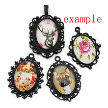 Load image into Gallery viewer, All 32pcs(16 Sets) 18x25mm Enamel Black Oval Blank Bezel Pendant Trays Base Cabochon Settings Trays Pendant Blanks for Jewelry Making DIY Findings (M181)
