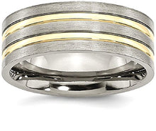 Load image into Gallery viewer, ICE CARATS Titanium Grooved Yellow Plated 8mm Brushed Wedding Ring Band Size 11.50 Fashion Jewelry for Women Gifts for Her