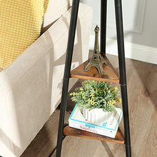 Load image into Gallery viewer, VASAGLE Floor Lamp with Shelves, Standing Reading Lamp with LED Bulb and Lamp Shade, for Living Room, Bedroom, Metal Legs, Rustic Brown ULFL15BX