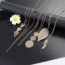 Load image into Gallery viewer, CASSIECA 12 Pcs Long Pendant Necklace for Women Leaf Bar Y-Shaped Tassel Triangle Statement Necklace Long Chain Simple Layer Sweater Necklace Set