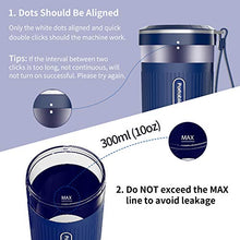 Load image into Gallery viewer, KLOUDI Portable Blender, Cordless Personal Blender Juicer, Mini Mixer, Waterproof Smoothie Blender With USB Rechargeable, BPA Free Tritan 300ml, Home, Office, Sports, Travel, Outdoors Blue