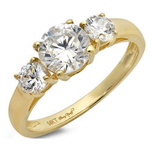 Load image into Gallery viewer, Clara Pucci 1.4 CT Round Cut Solitaire Three Stone Ring 14K Yellow Gold Engagement Wedding Band, Size 11