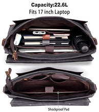 Load image into Gallery viewer, 17 inch Laptop Messenger Bag,Vaschy Vintage Waxed Canvas Leather Water Resistant Mens Satchel Briefcase Bag Business Shoulder Bag Gray