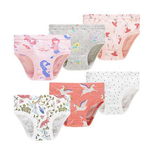 Load image into Gallery viewer, Winging Day Baby Girls' Cotton Soft Panties Assorted of Prints Toddler Underwear Size 3 (6-Pack)