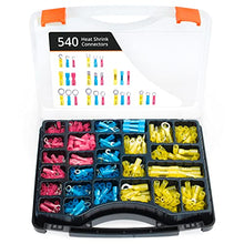 Load image into Gallery viewer, 540 PCS Wirefy Heat Shrink Wire Connectors - Electrical Terminals Kit - Marine Automotive Crimp Connector Assortment - Ring Fork Hook Spade Butt Splices - 22-10 Gauge