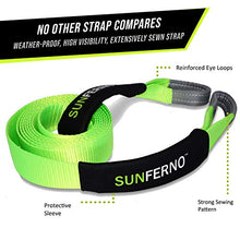 Load image into Gallery viewer, Sunferno Recovery Tow Strap 35000lb - Recover Your Vehicle Stuck in Mud/Snow - Heavy Duty 3" x 20' Winch Snatch Strap - Protective Loops, Water-Resistant - Off Road Truck Accessory - Bonus Storage Bag