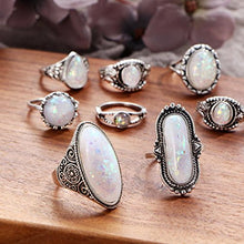 Load image into Gallery viewer, Fheaven 8PC Boho Jewelry Silver Natural Gemstone Marquise Moonstone Beads Personalized Ring Girs Women Gift (8PC)