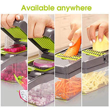 Load image into Gallery viewer, Vegetable Chopper - Spiralizer Vegetable Slicer - Onion Chopper with Container - Pro Food Chopper - Slicer Dicer Cutter - 7 Blades