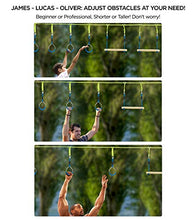 Load image into Gallery viewer, Ninja Warrior Obstacle Course for Kids Slackline kit with 8 Adjustable Obstacles Twin Gear Ratchet for Extra Safety Great Slack line Training Equipment of Length 40