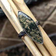 Load image into Gallery viewer, Natural Green Moss Agate 925 Solid Sterling Silver Ring Size 9