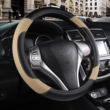Load image into Gallery viewer, Leather Car Steering Wheel Cover, Non-Slip Car Wheel Cover Protector Breathable Microfiber Leather Universal Fit for Most Cars(Beige)