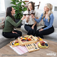 Load image into Gallery viewer, SMIRLY Large Charcuterie Boards Set: Bamboo Cheese Board and Knife Set - Unique Christmas Gifts for Women, House Warming Gifts, New Home Presents, Anniversary, Wedding Gifts for Couples, Gift for Her