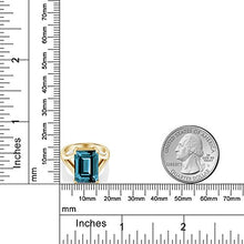 Load image into Gallery viewer, Gem Stone King London Blue Topaz 18K Yellow Gold Plated Silver Women Solitaire Ring (7.10 Cttw, Emerald Cut 14X10MM) (Size 5)