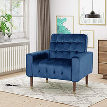 Load image into Gallery viewer, Christopher Knight Home Betsy Velvet Armchair, Modern Glam, Button-Tufted, Waffle Stitching, Navy Blue