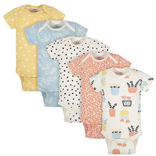 Load image into Gallery viewer, Grow by Gerber Baby Girl's Organic 5-Pack Short-Sleeve Onesies Bodysuits Pants, Orange/Yellow/Green/Ivory, 3-6 Months