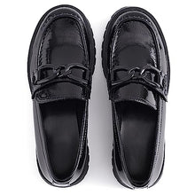 Load image into Gallery viewer, VERDASCO Platform Loafers for Women Leather Chunky Heel Lug Sole Shoes Womens Penny Loafers Comfort Slip On Round Toe Office Work Shoes Fashion Dress Shoes for Women(Black with Chain, 8)
