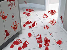 Load image into Gallery viewer, jollylife 126PCS Bloody Footprints Floor Clings - Halloween Handprint Zombie Restroom Sign Decals Vampire Party Decorations Stickers Wall Supplies(14 Sheets)