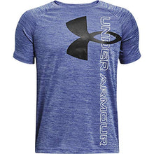 Load image into Gallery viewer, Under Armour Boys' Tech Split Logo Hybrid Short-Sleeve T-Shirt , Royal Blue (400)/Black, Youth Small