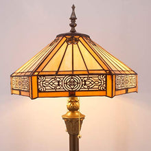Load image into Gallery viewer, Tiffany Floor Lamp Yellow Hexagon Stained Glass Lampshade Mission Style Coffee Table Reading Lamps Antique Base Lighting W16 H64 Inch Living Room Bedroom Bookcase Bedside Desk S011 WERFACTORY