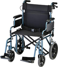 Load image into Gallery viewer, NOVA Bariatric Transport Chair with Locking Hand Brakes, Heavy Duty and Extra Wide Wheelchair with Removable & Flip Up Arms for Easy Transfer, Anti-Tippers Included, 400 lb. Weight Capacity, Blue