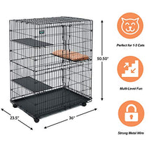 Load image into Gallery viewer, MidWest Cat Playpen / Cat Cage Includes 3 Adjustable Resting Platforms, Removable Leak-Proof Pan, Easy 2-Door Top / Bottom Access & 4-locking Wheel Casters