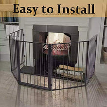 Load image into Gallery viewer, Baby Safety Gate Fireplace Fence, 5-Panel Metal Indoor Safety Guard for Baby Pets Dog Cat Christmas Tree BBQ Protection, 118inch