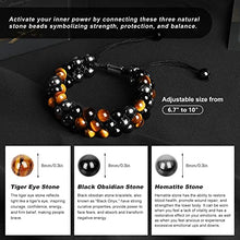 Load image into Gallery viewer, Handmade Triple Protection Bracelet for Men Women, Tigers Eye-Black Obsidian-Hematite Healing Crystal Beaded Bracelets Jewelry Bring Luck, Gifts for Husband Friends Boyfriend,Anniversary Birthday Gift