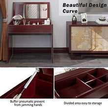 Load image into Gallery viewer, Sunon Makeup Table,Vanity Dressing Table with Flip-Desktop Mirror, Cosmetic and Jewelry Organizers (Mahogany)