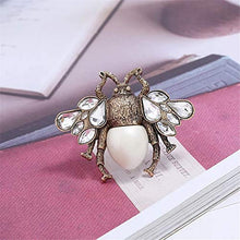 Load image into Gallery viewer, AILUOR Fashion Enamel Bumblebee Bee Brooches, Vintage Alloy Pearl Crystal Rhinestone Natural Insect Bee Animal Lapel Pins Jewelry for Women Girl (White)