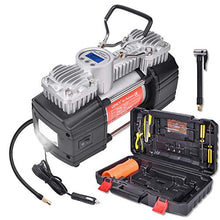 Load image into Gallery viewer, GSPSCN Portable Air Compressor Pump Tire Inflator with Digital Gauge, Heavy Duty Double Cylinder 12V Tire Pump 150 PSI with Tire Repair Kit and Toolbox for Auto,SUV,Off-Road,Truck,Bike