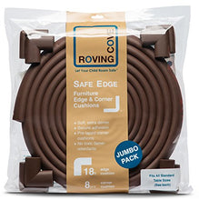 Load image into Gallery viewer, Roving Cove Baby Proofing Edge Corner Protector, Soft Rubber Foam Table Bumper Guard, 3M Pre-Taped Corners, 20.4 ft (18 ft Edge + 8 Corners), Coffee Brown, Heavy-Duty