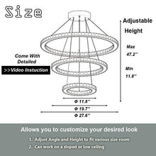 Load image into Gallery viewer, Antilisha Modern Crystal Chandelier Lighting Ceiling Dining Living Room Chandeliers Contemporary Led Light Fixtures Long Round 3-Ring Foyer Girls Bedroom Pendant Lights Warm White
