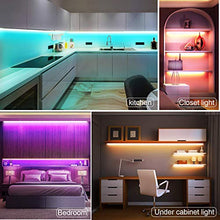 Load image into Gallery viewer, LED Strip Lights Sync to Music, Kousee 16.4ft Flexible 5m Self-Adhesive RGB Light Strips Remote Color Change 150LEDs 5050 Tape Lights Neon Ribbon Room Mood Lighting 12V for Bedroom