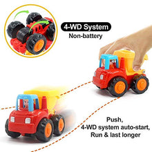 Load image into Gallery viewer, Friction Powered Cars Push and Go Trucks Construction Vehicles Toys Set of Tractor Bulldozer Dump Truck Cement Mixer for Baby Toddlers Infants Boys Gifts