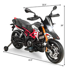Load image into Gallery viewer, Costzon 12V Kids Motorcycle, Licensed Aprilia Electric Motorcycle Ride On Toy w/ Training Wheels, Spring Suspension, LED Lights, Sounds & Music, MP3, Battery Powered Dirt Bike for Boys & Girls, Red