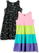 Load image into Gallery viewer, Spotted Zebra Toddler Girls' Knit Sleeveless Tiered Dresses, Pack of 2, Stars, 3T