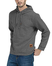 Load image into Gallery viewer, Mens Pullover Hoodie Long Sleeve Hooded Sweatshirt Casual Hoodies Square Pattern Beige M