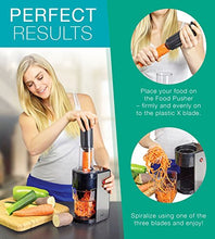Load image into Gallery viewer, Electric Spiralizer with 3 Blades - Fast, Easy Spiral Vegetable Slicer - Stainless Steel - Compact Storage - Fits Most Large Vegetables Including Zucchini and Carrots - By PII