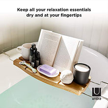 Load image into Gallery viewer, Umbra Aquala Bathtub Tray Extendable, Bamboo Luxury Bath Caddy, 71.1 x 21.6 x 3.8 cm, Natural