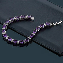 Load image into Gallery viewer, Gem Stone King 20.00 Ct Oval and Round Purple Color Cubic Zirconias CZ Women's Tennis Bracelet 7 Inch