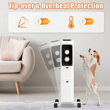 Load image into Gallery viewer, GOFLAME 1500W Oil Filled Radiator Heater, Electric Space Heater with 3 Heating Modes, Adjustable Thermostat, Tip-Over & Overheat Protection, Powerful Oil Heater for Home and Office (White)