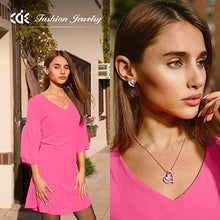 Load image into Gallery viewer, CDE Love Heart Pendant Necklaces for Women Silver Tone Rose Gold Tone Crystals October Birthstone Jewelry Gifts for Party/Anniversary Day/Birthday
