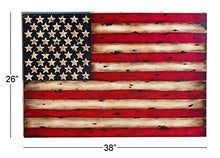 Load image into Gallery viewer, Deco 79 American Flag Rustic Wall Art,Wrought Iron Wall Decor 13965 Red 38 in x 1 in x 26 in (L x W x H)