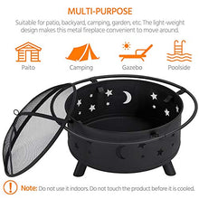 Load image into Gallery viewer, YAHEETECH Outdoor 30 Inch Fire Pit, Metal Firepit Bonfire Wood Burning Heater Stove Backyard Patio Garden Firepit for Outside with Spark Screen and Fireplace Poker, Stars and Moons Design Pattern