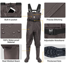 Load image into Gallery viewer, TIDEWE Bootfoot Chest Wader, 2-Ply Nylon/PVC Waterproof Fishing & Hunting Waders with Boot Hanger for Men and Women Brown Size 12